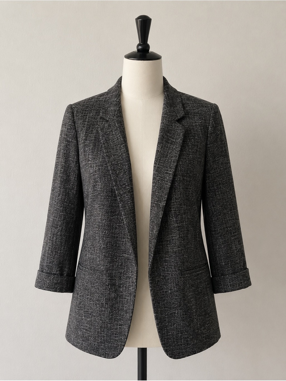 Express Charcoal Gray Open-Front Blazer Jacket, Soze S/P